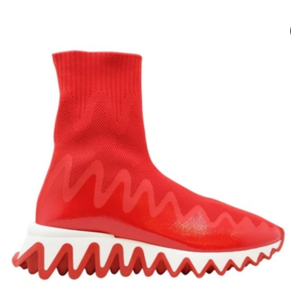 Christian Louboutin Sharky Sock Sneakers High-Top Red Women’s EU 39/US 9